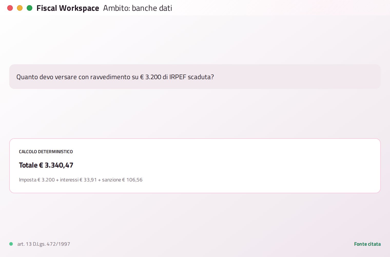 Interfaccia dimostrativa di TWIZA Fiscal