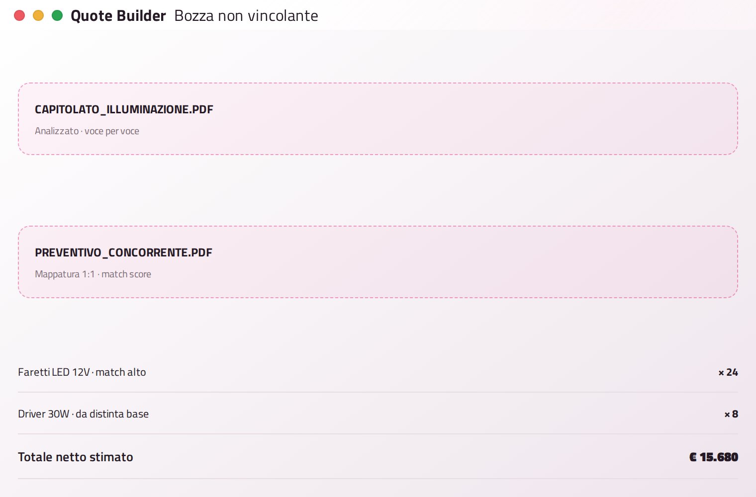 Interfaccia dimostrativa di Quote Generator